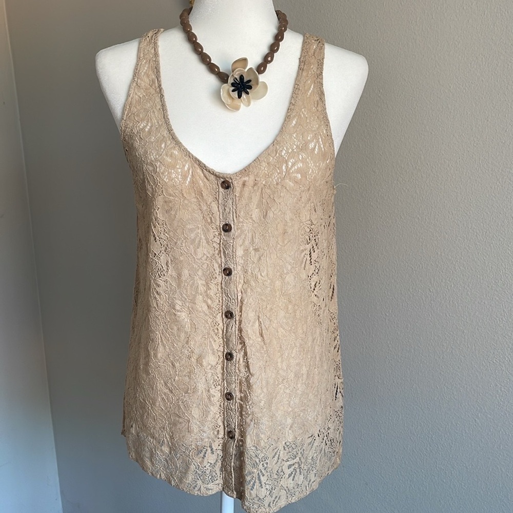 Vintage Volcom Lace Tan Top Size L - Picture 3 of 5